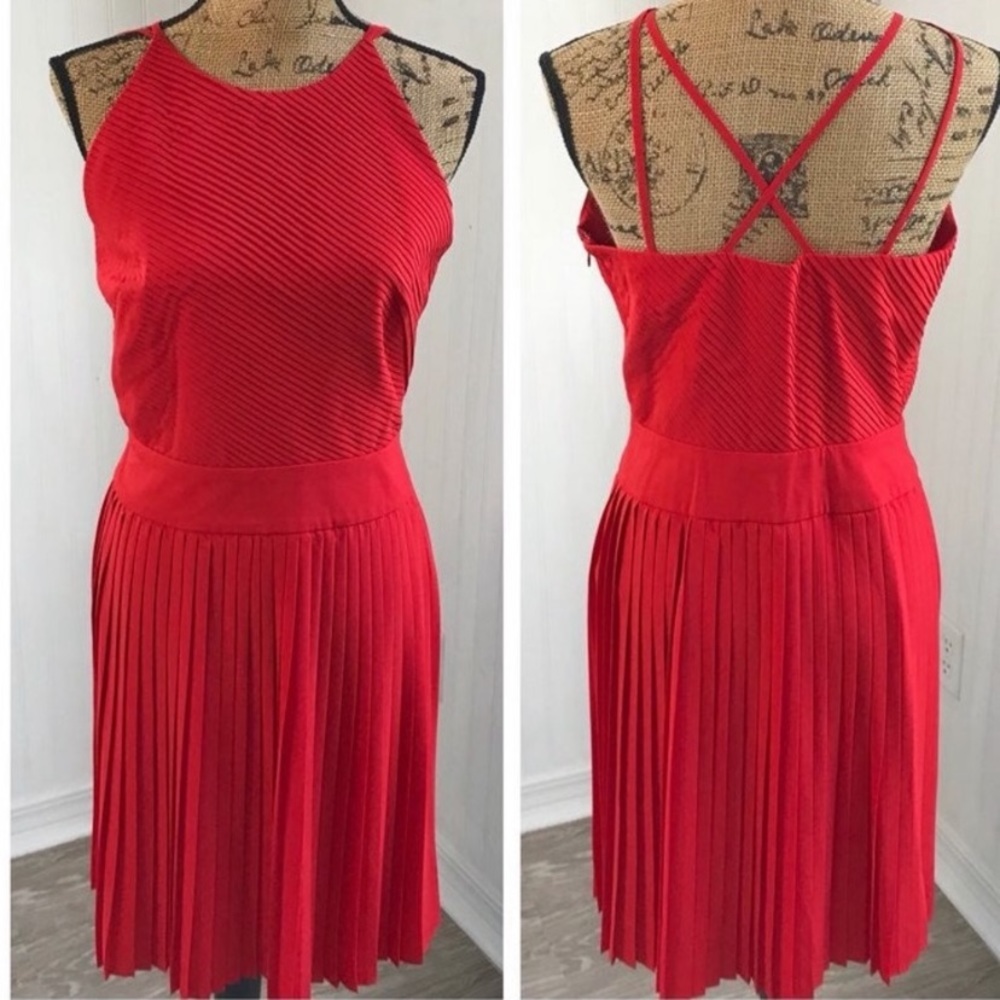 New Ellen Tracy Red Halter Sleeveless Dress Sz 8